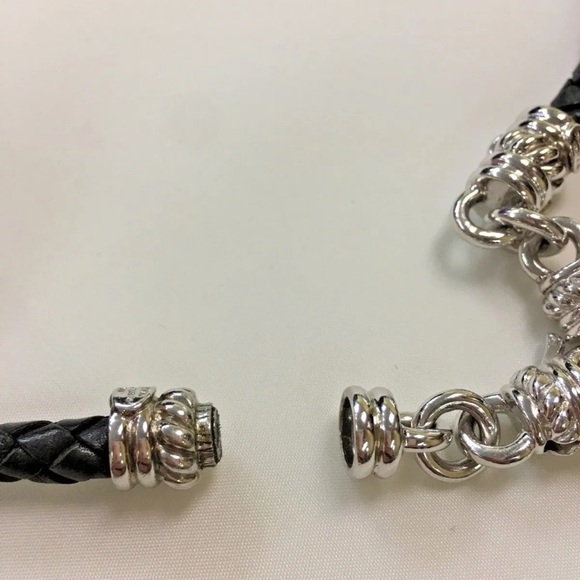 Judith Ripka braided leather and Sterling silver heart necklace new without tags - Picture 5 of 10